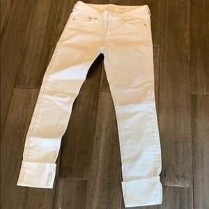 H &M white cuffed jeans slim leg